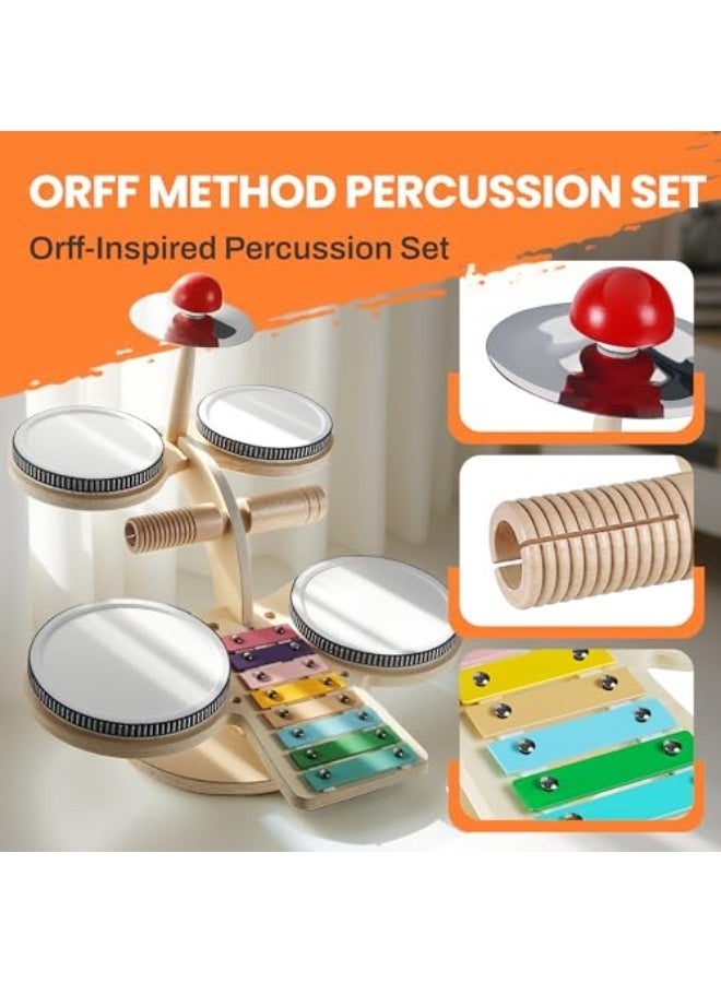 WALALLA All-in-One Wooden Percussion Set - 8 Musical Instruments with Xylophone & Cymbals, Montessori Learning Toy for Babies 18M+, Perfect Gift for 2-6 Year Olds - Image 4
